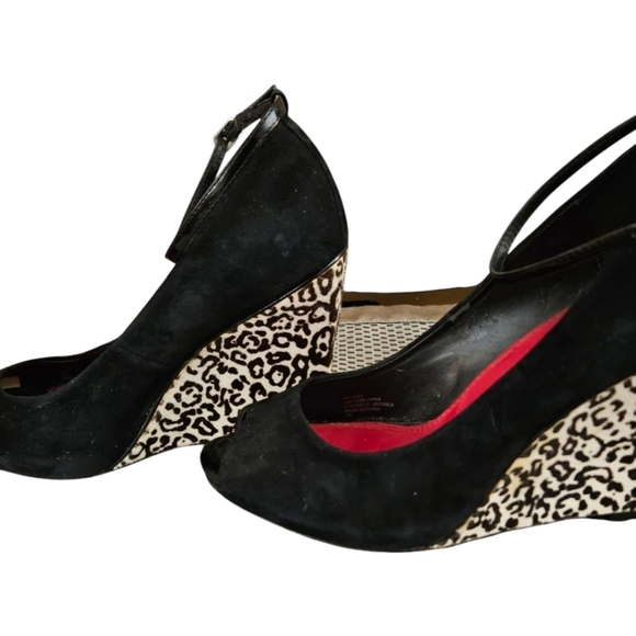 White House Black Market Shoes - Ankle Strap Cheetah Wedges WHBM
